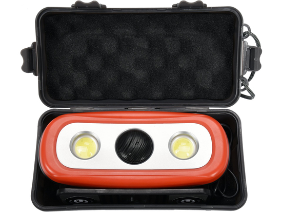 HORDOZHATÓ REPÜLŐ HANGSZÓRÓVAL 2X15W, 2000LM, LI-ION 3.7V 4400MAH, IP44, POWERBANK