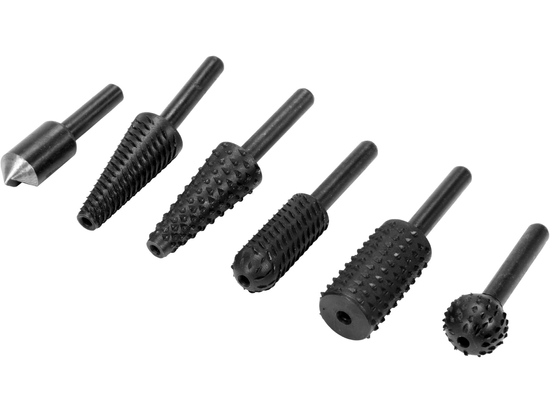 6PCS SET OF ROTARY RASPS FOR METAL (3PCS) AND WOOD (3PCS)