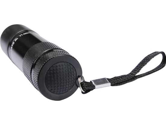 TOCHA DE ALUMÍNIO, 9 LEDS, PRETA