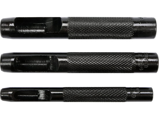 SADA TRUBIČKOVÝCH ŘEZÁKŮ NA PRYŽ KŮŽE, KARTON, TEXTIL, 3 KS, VELIKOSTI: 6, 8, 10 MM