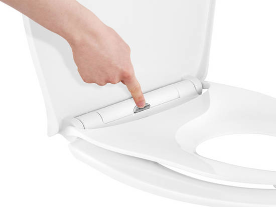 UNIVERSALI 2IN1 PLIENA TUALETAS SĖDYNĖ PAGAMINTA IŠ DUROPLAST, LĖTAI UŽDARIANTI VIENU MYGTUKU IŠĖMIMU