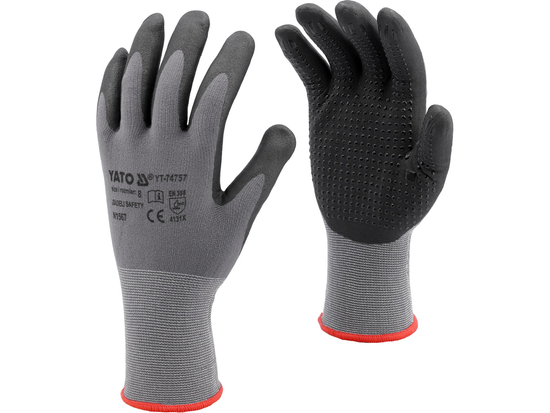 SAFETY GLOVES NITRILE FOAM WITH DOTS SIZE 8