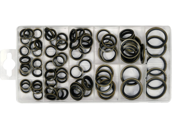 CONJUNTO DE ARRUELAS DE METAL E BORRACHA. 90 PCS. MISTURA DE TAMANHOS
