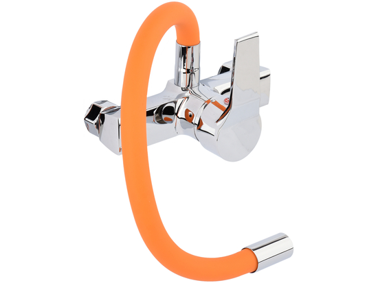 BATERIA ZLEWOZMYWAKOWA ŚCIENNA Z ELASTYCZNĄ WYLEWKĄ FLEXIBLE ORANGE