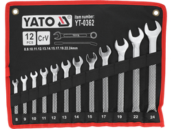 COMBINATION SPANNER SET, POLISHED HEAD 8-24, 12 PCS