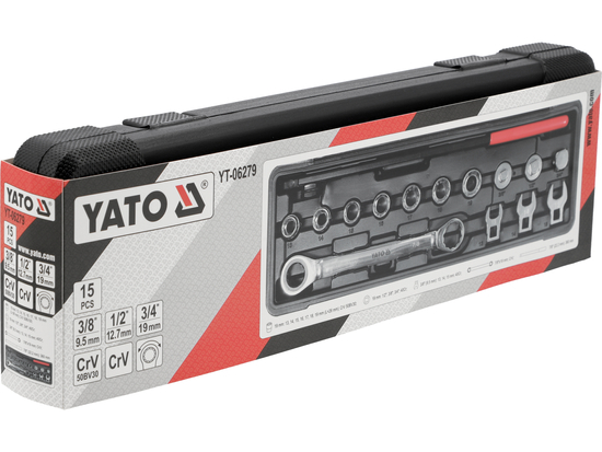 JUEGO DE LLAVES CON CARRACA PARA TENSORES, 15 PIEZAS