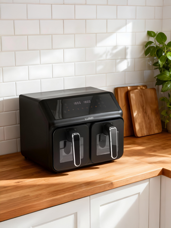 FREIDORA 2200W 4L+4L NEGRA