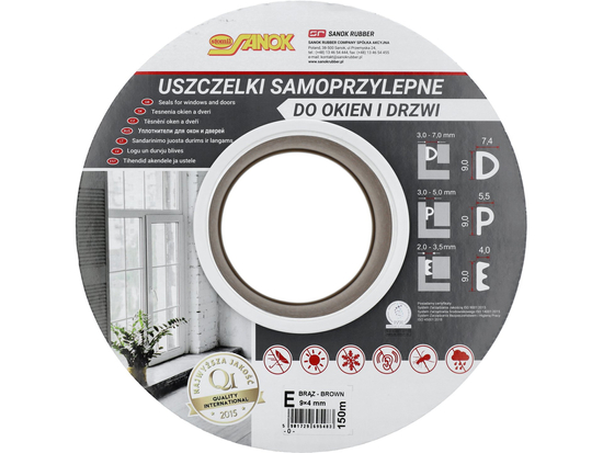 TESNENIE NA OKNÁ A DVERE, EPDM, TYP E, HNEDÉ, 150M