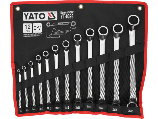 BI-HEXAGONAL RING SPANNER SET, POLISHED HEAD 6-32 MM, 12 PCS