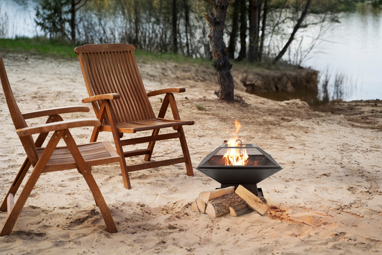 STEEL FIRE PIT WITH LID 45*45CM