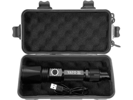 LAMPE DE POCHE RECHARGEABLE 10W 900LM IP64, LI-ION 3,7V 2200MAH, PORTÉE: 200M, POWERBANK, ZOOM