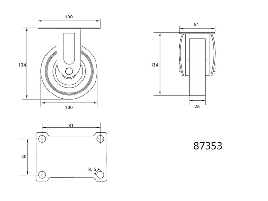GOMMA FISSA CON GOMMA GRIGIA 100MM