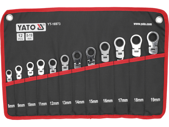 FLEXIBLE RATCHET COMBINATION WRENCH SET 12PCS