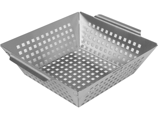 CESTA PARA PARRILLA DE ACERO INOXIDABLE 26 X 22 X 7 CM