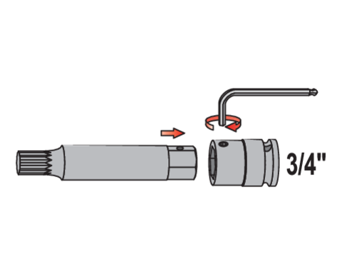 SPLINE IMPACT BITS SET 3/4'', 6 VNT.