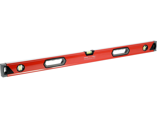 POZIOMNICA ALUMINIOWA 1000 MM, 3 LIBELLE, DWA UCHWYTY, DOKŁADNOŚĆ 0,5 MM/M