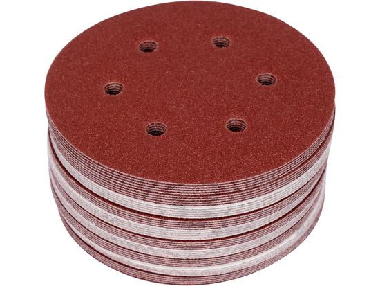DISQUE ABRASIF VELCRO, 6 TROUS, P60 150 MM / 50 PCS.