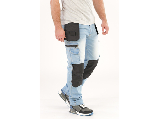 PANTALONE DA LAVORO FITTING JEANS STRETCH AZZURRO TAGLIA. L/XL