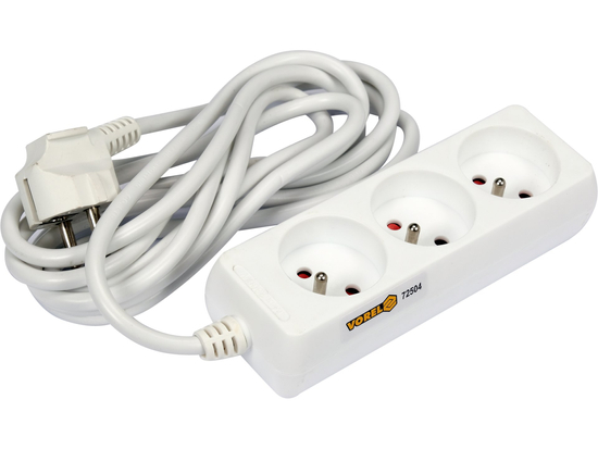 ELEKTROS PAILGINIMO KABELIS, BALTAS, 3 LIZDAI SU ĮŽEMINIMU, 3M