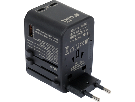 UTAZÁSI ADAPTER TÖBB 150 ORSZÁGHOZ USB-C PD 65W