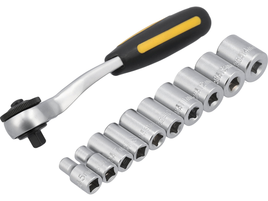 CRICCHETTO 1/4'' CON BUSSOLE 5-14 MM, CRV, SET DA 11 PZ.