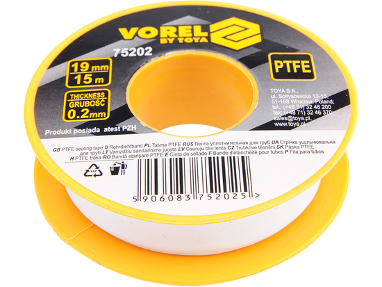 PTFE SZALAG 15MX19MMX0,2MM