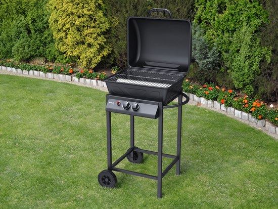 PARRILLA DE GAS BAVEN, 2 QUEMADORES 5,5KW, NEGRO