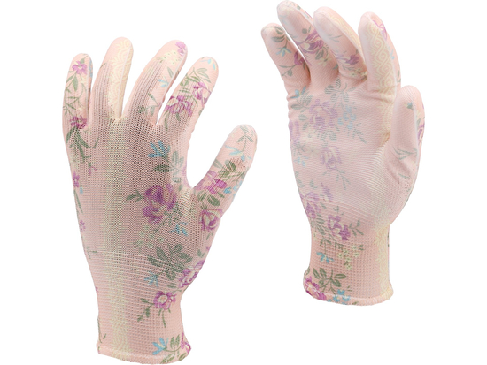 GANTS DE JARDINAGE. FLEURS - BEIGES 8''