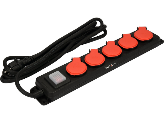 ALARGADOR TALLER REGLETA IP 44 CINCO TOMAS CON INTERRUPTOR DE PUESTA A TIERRA 3M 1.5MM2