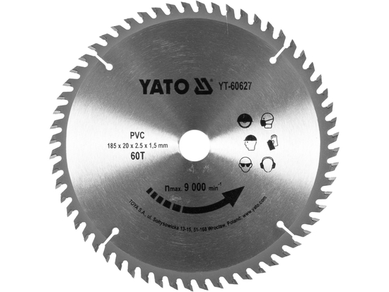 DISCO PARA CORTE DE RAYAS DE SUELO Y BANDEJAS DE PVC CON SIERRA 185/60T 20MM