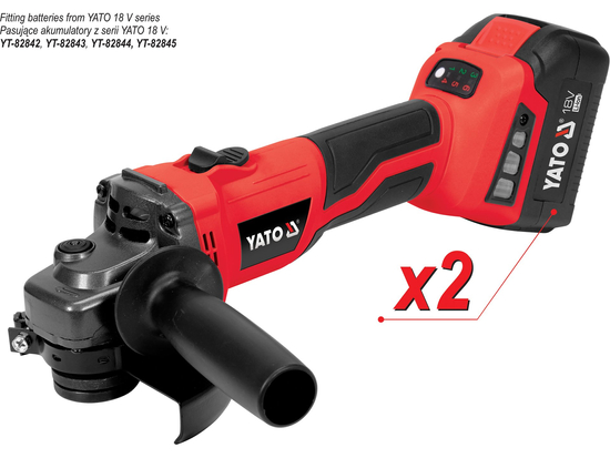 LEŅĶA DZIRNAVIŅAS 18V 125MM (3000-8500 RPM; BL MOTORS; 2X4,0 AH, LĀDĒTĀJS) AR MĪKĀS STARTA SISTĒMU