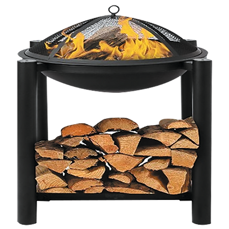 STEEL FIRE PIT WITH LOG STORE 58*58*55CM