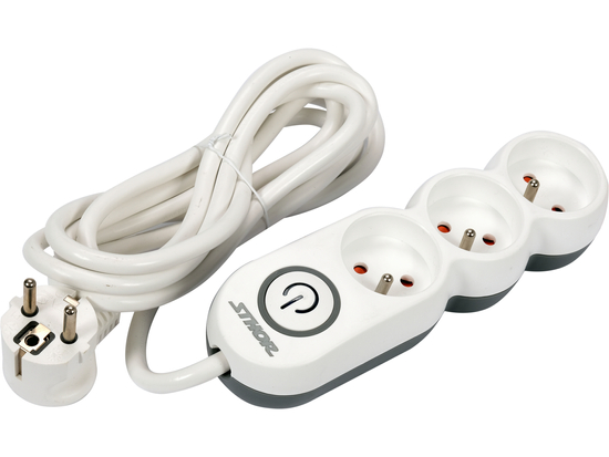 RALLONGE MULTIPRISE 3 PRISES AVEC INTERRUPTEUR DE MISE À LA TERRE 3M 1,5MM2