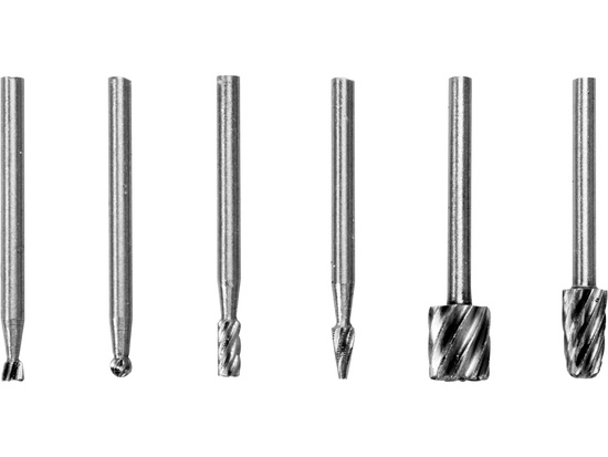 FRAISES HSS POUR MINI MEULEUSES, 6 PIÈCES, MANCHE 3,2 MM