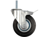 THREADED STEM DOUBLE BRAKE SWIVEL CASTER WITH BLACK RUBBER 200MM