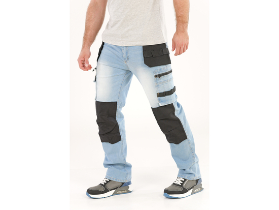 PANTALONE DA LAVORO FITTING JEANS STRETCH AZZURRO TAGLIA. S