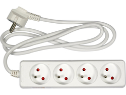 PRZEDŁUŻACZ ELEKTRYCZNY, BIAŁY, 4 GNIAZDA Z UZIEMIENIEM, 1,5 M
