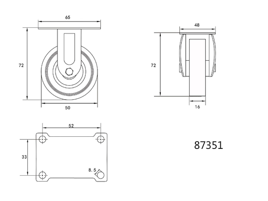 KÓŁKO STAŁE Z SZARĄ GUMĄ 50MM