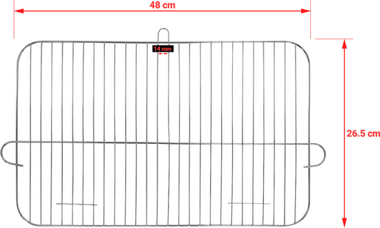 GRILLE À CHARBON AVEC ÉTAGÈRE, GRILLE 48 X 26,5CM