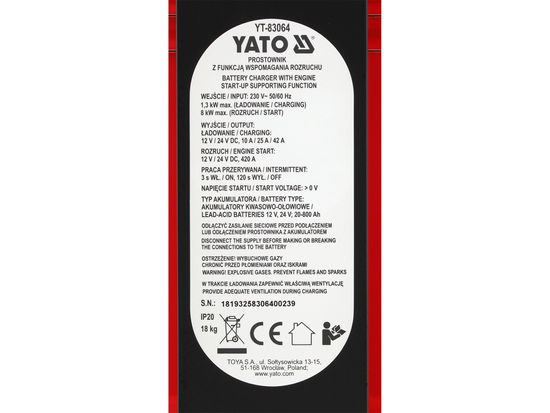 BATTERY CHARGER & JUMP STARTER 12/24V 20-800A