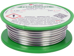 KÖTŐSZER, ÓLMMENTES FORRASZTÓHUZAL FOLYÓSÍTÁSSAL ORVOCSÁN 2.0MM, 100G, SN99,3CU0.7