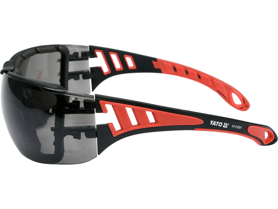 SAFETY GLASSES WITH GREY LENSES AND ELASTIC STRAP