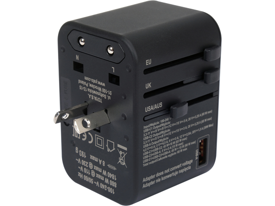 ADAPTADOR DE VIAGEM PARA MAIS DE 150 PAÍSES USB-C PD 65W