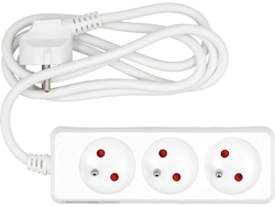PRZEDŁUŻACZ ELEKTRYCZNY, BIAŁY, 3 GNIAZDA Z UZIEMIENIEM, 1,5M