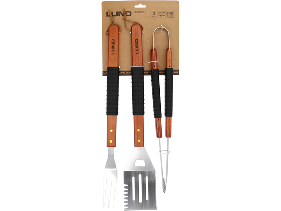 3 RÉSZES GRILLSZETT, FA FOGANTYÚ