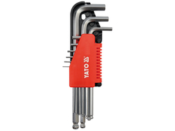 HEX KEY SET, BALL-SHAPED END 2-10 MM, 9 PCS