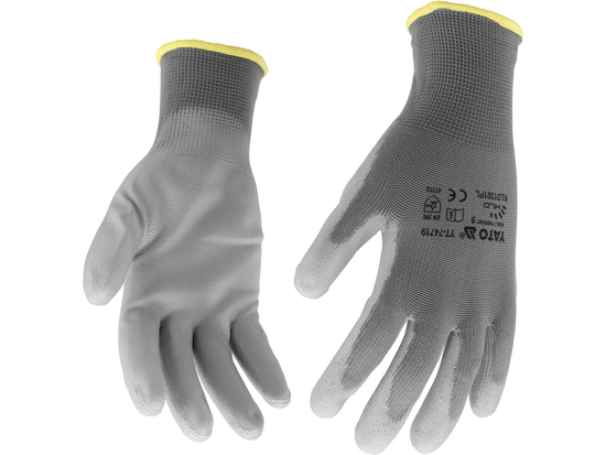 GUANTES DE PROTECCIÓN DE POLIÉSTER, RECUBIERTOS DE PU, TALLA 9