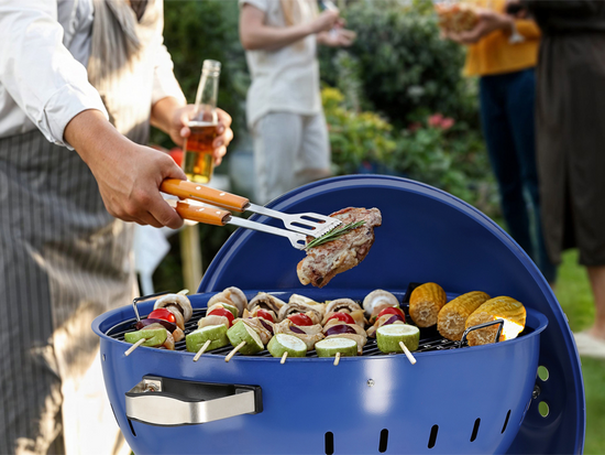 PARRILLA DE CARBÓN REDONDA 54CM AZUL