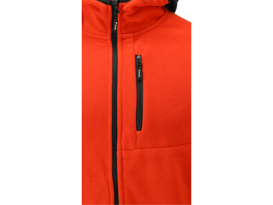 POLAR CON CAPUCHA DE CIERVO, ROJO, TALLA. L