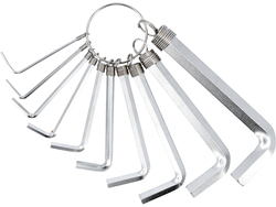 CHAVES HEXAGONAIS /HEX/ 1,5-10 MM, CR-V, CONJUNTO DE 10 UNIDADES.